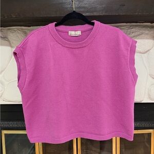 Zenana Outfitters Pink Knit Sleeveless Sweater Vest